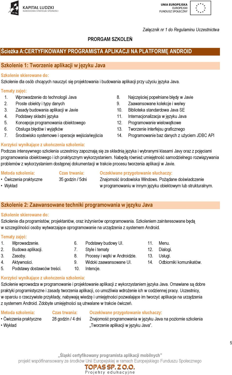 Podstawy składni języka 5. Koncepcje programowania obiektowego 6. Obsługa błędów i wyjątków 7. Środowisko systemowe i operacje wejścia/wyjścia 8. Najczęściej popełniane błędy w Javie 9.