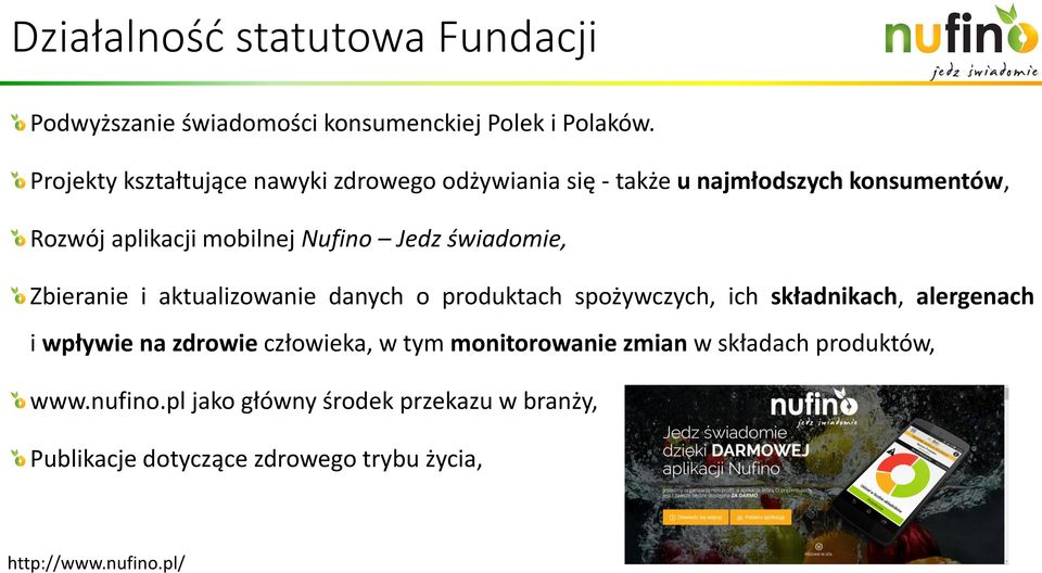 świadomie, Zbieranie i aktualizowanie danych o produktach spożywczych, ich składnikach, alergenach i wpływie na zdrowie