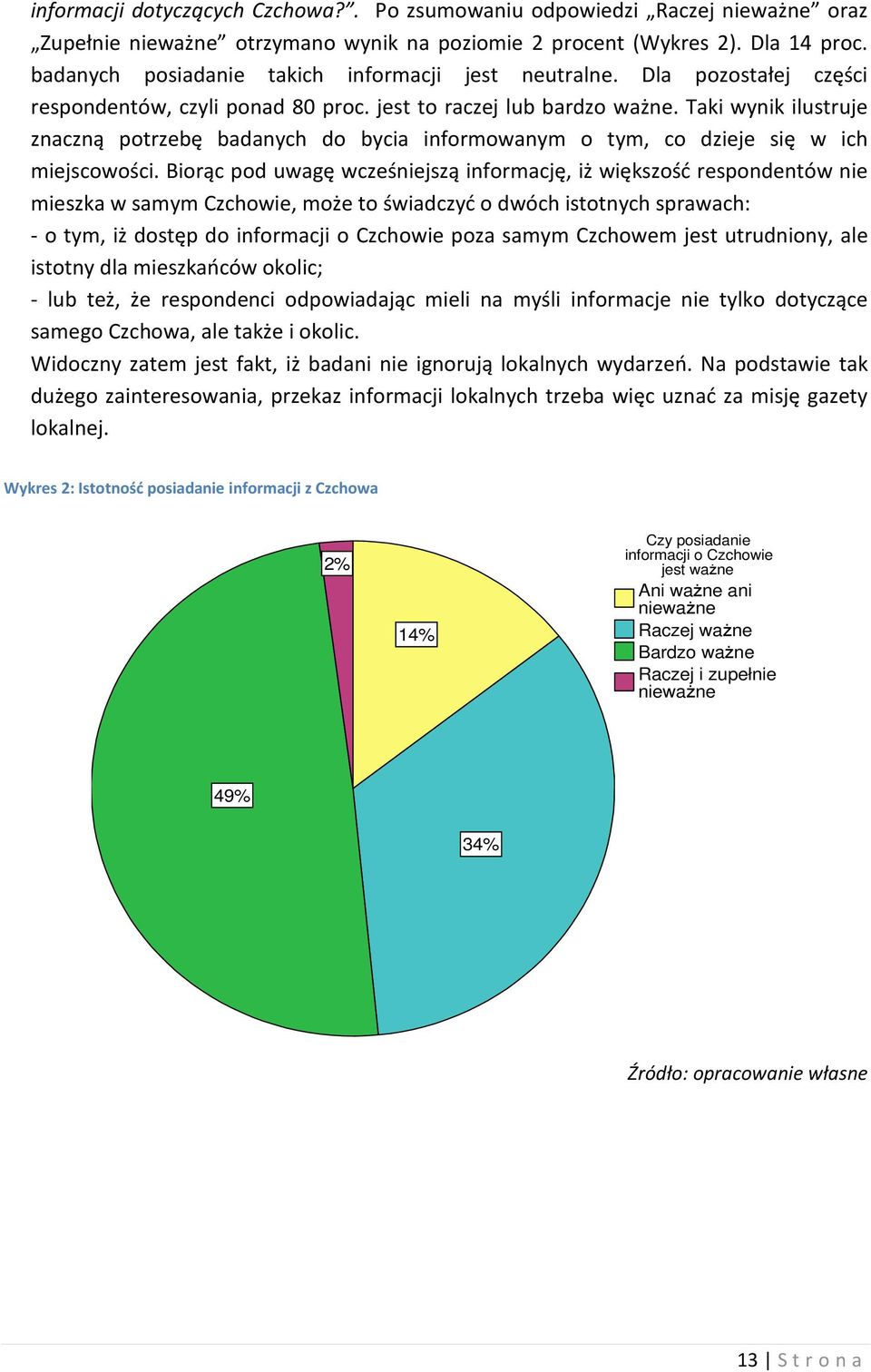 Taki wynik ilustruje znaczną potrzebę badanych do bycia informowanym o tym, co dzieje się w ich miejscowości.