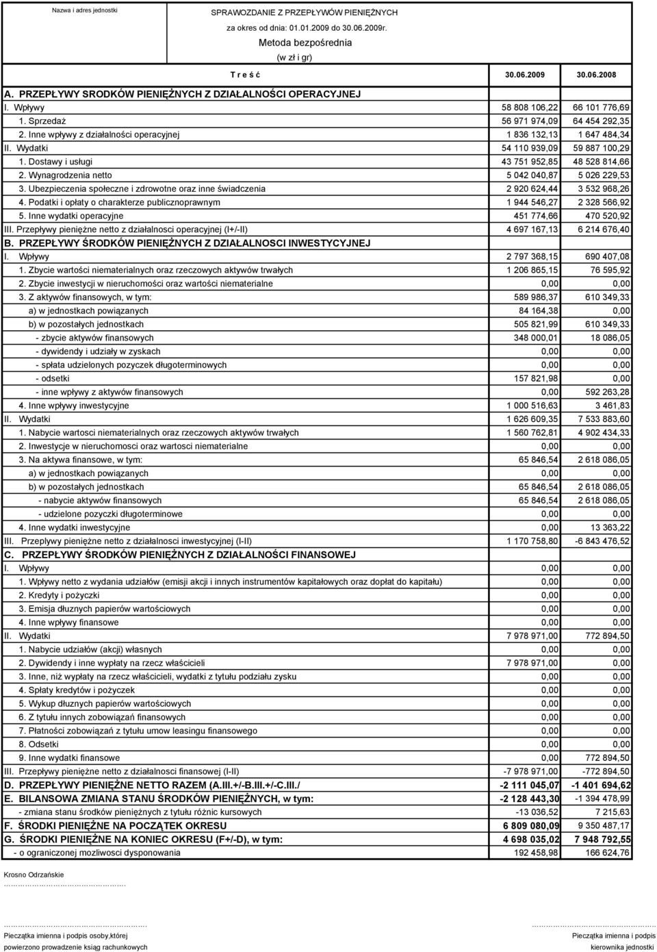 Inne wpływy z działalności operacyjnej 1 836 132,13 1 647 484,34 II. Wydatki 54 110 939,09 59 887 100,29 1. Dostawy i usługi 43 751 952,85 48 528 814,66 2.