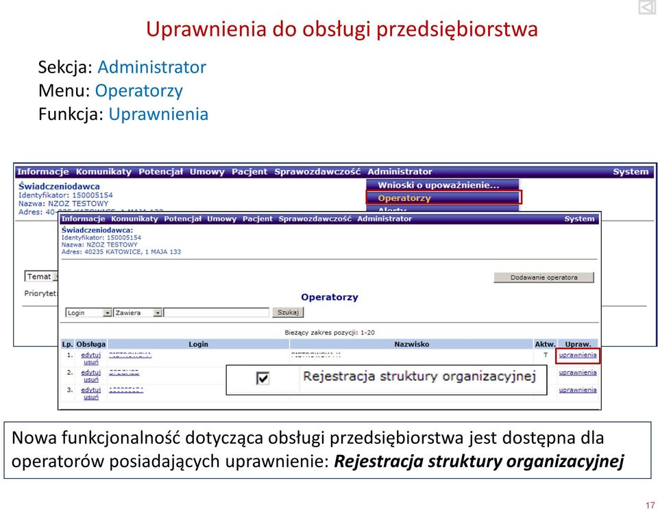 dotycząca obsługi przedsiębiorstwa jest dostępna dla