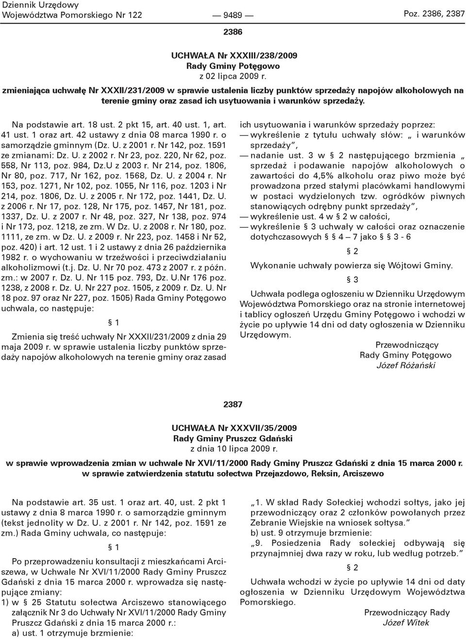 2 pkt 15, art. 40 ust. 1, art. 41 ust. 1 oraz art. 42 ustawy z dnia 08 marca 1990 r. o samorządzie gminnym (Dz. U. z 2001 r. Nr 142, poz. 1591 ze zmianami: Dz. U. z 2002 r. Nr 23, poz.