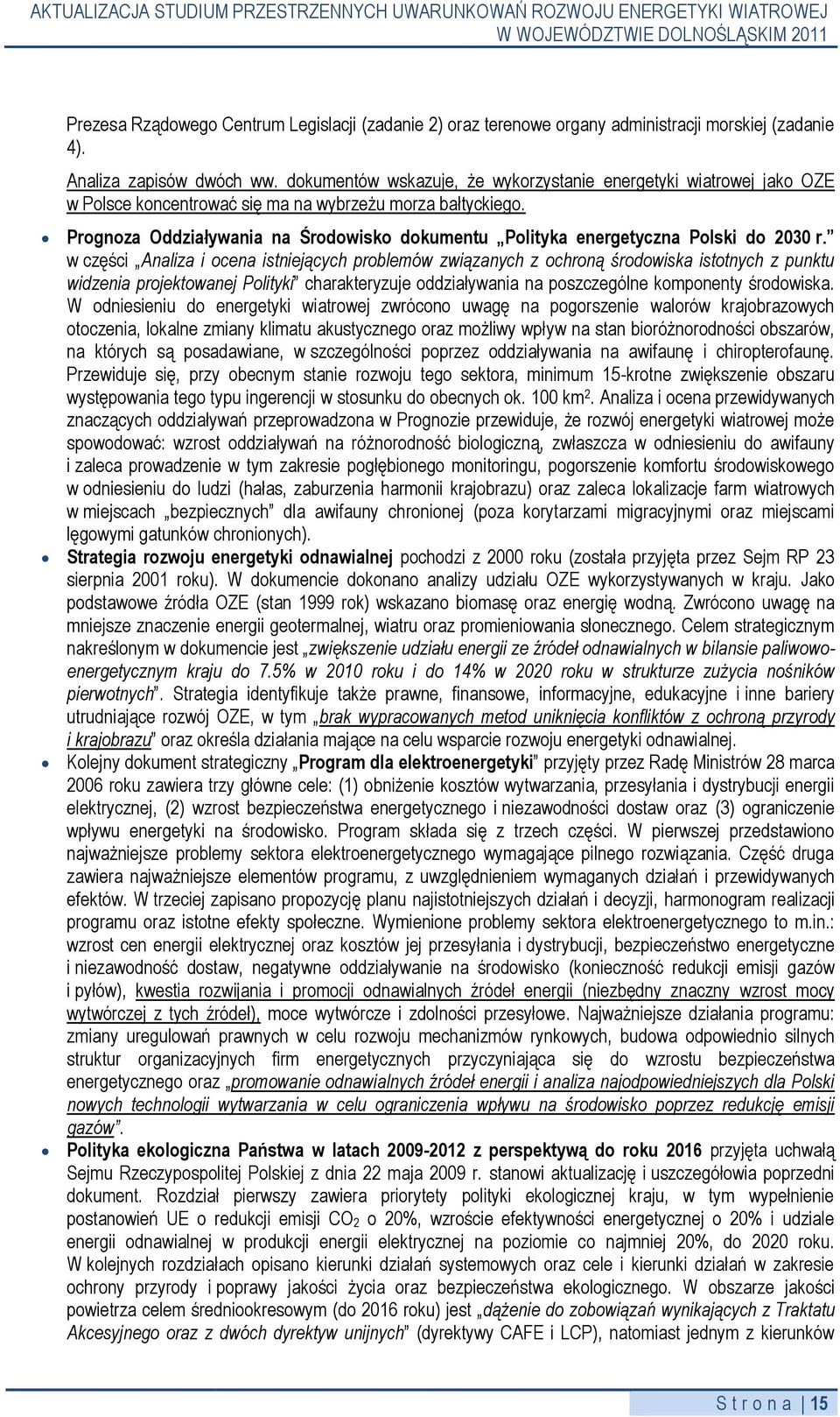 Prognoza Oddziaływania na Środowisko dokumentu Polityka energetyczna Polski do 2030 r.