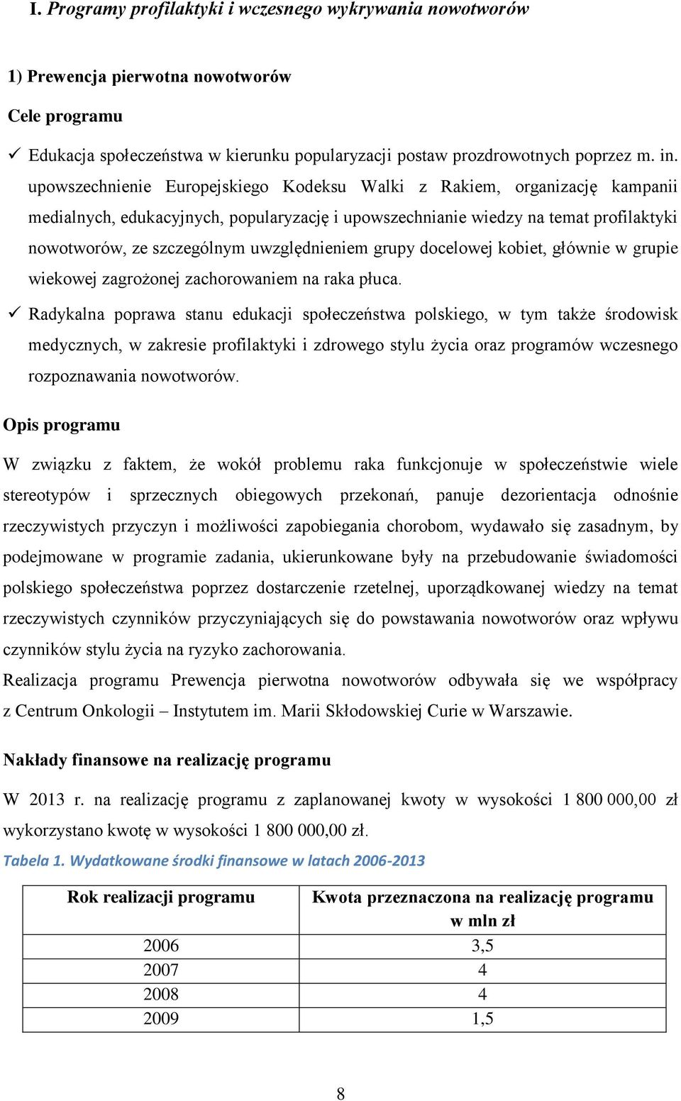 uwzględnieniem grupy docelowej kobiet, głównie w grupie wiekowej zagrożonej zachorowaniem na raka płuca.