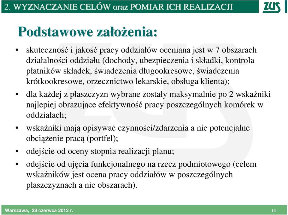 obrazujące efektywność pracy poszczególnych komórek w oddziałach; wskaźniki mają opisywać czynności/zdarzenia a nie potencjalne obciążenie pracą (portfel); odejście od oceny