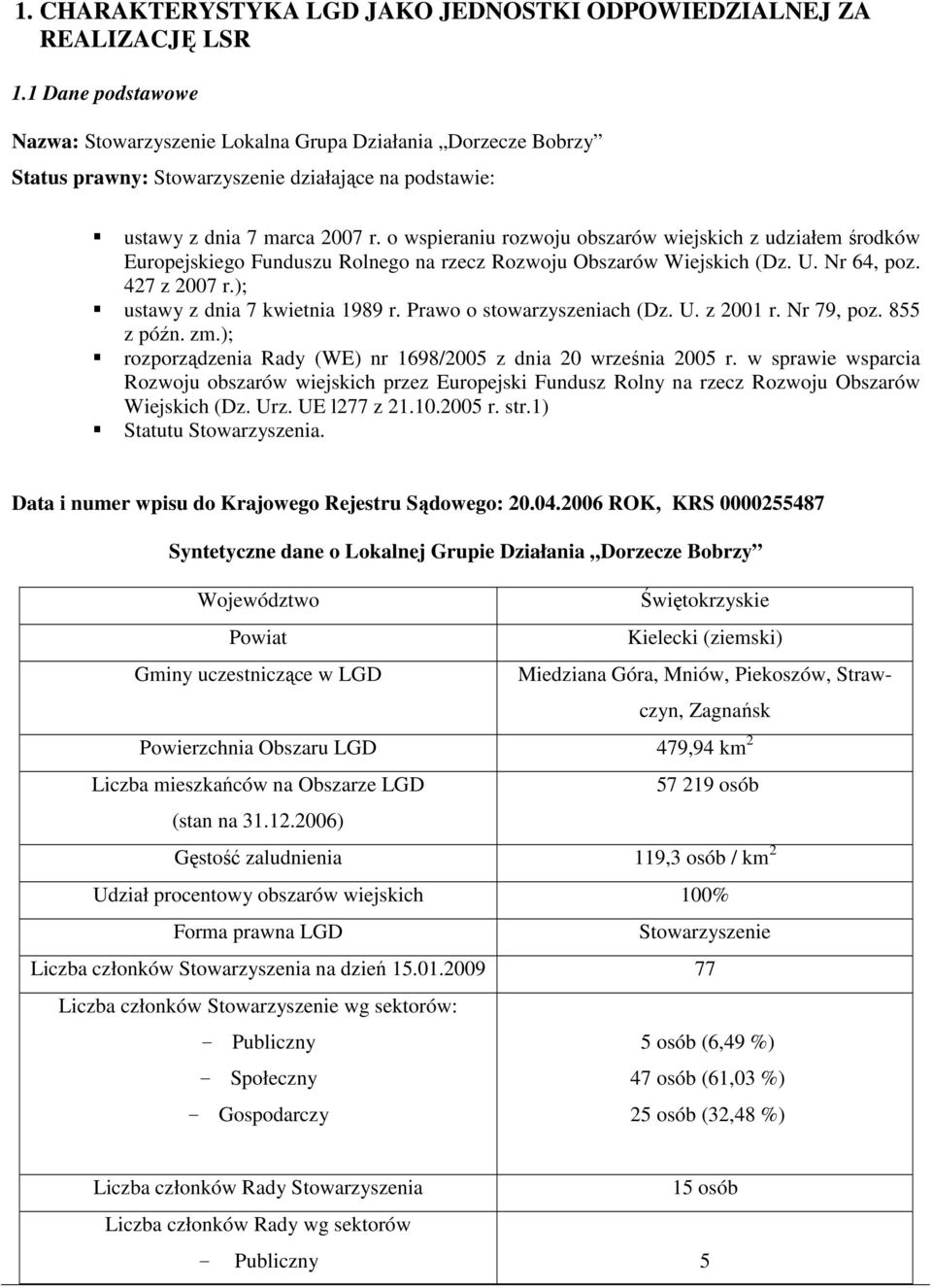 o wspieraniu rozwoju obszarów wiejskich z udziałem środków Europejskiego Funduszu Rolnego na rzecz Rozwoju Obszarów Wiejskich (Dz. U. Nr 64, poz. 427 z 2007 r.); ustawy z dnia 7 kwietnia 1989 r.