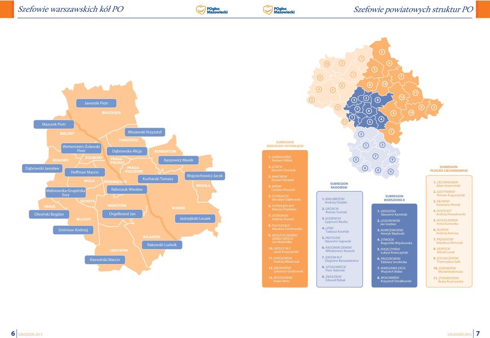 Raboszuk Wiesław Orgelbrand Jan WILANÓW REMBERTÓW Kucharski Tomasz Rakowski Ludwik Karpowicz Marek WAWER Wojciechowicz Jacek WESOŁA Jastrzębski Leszek SUBREGION SIEDLECKO-OSTROŁĘCKI 1.