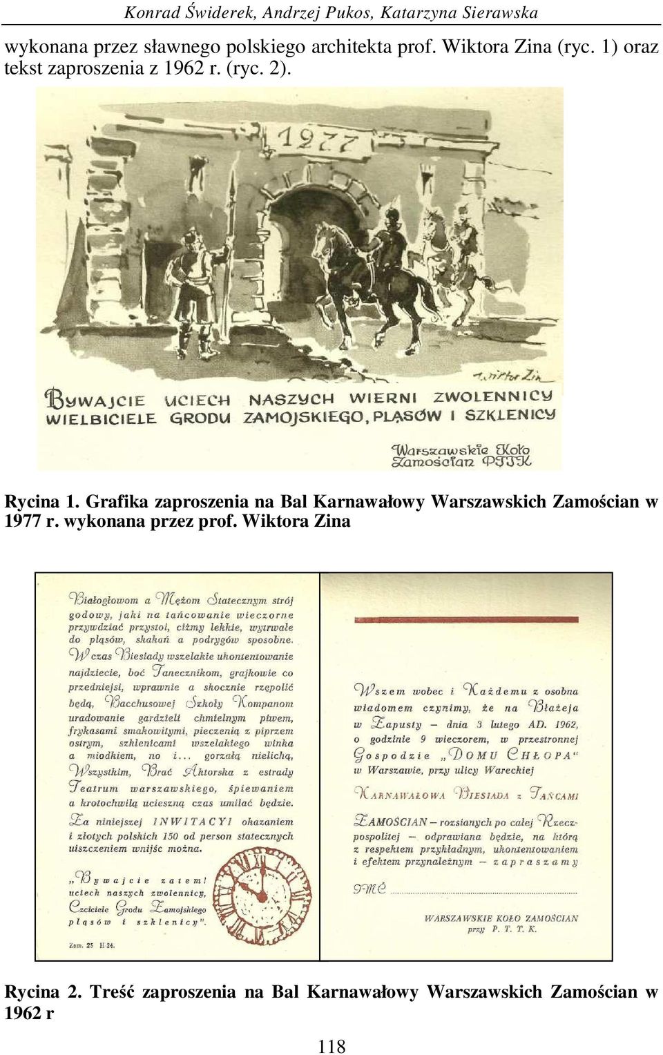 Grafika zaproszenia na Bal Karnawałowy Warszawskich Zamościan w 1977 r. wykonana przez prof.