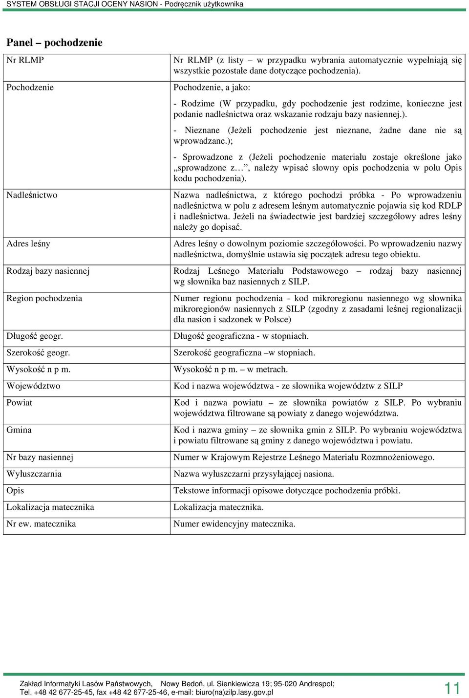 matecznika Nr RLMP (z listy w przypadku wybrania automatycznie wypełniają się wszystkie pozostałe dane dotyczące pochodzenia).