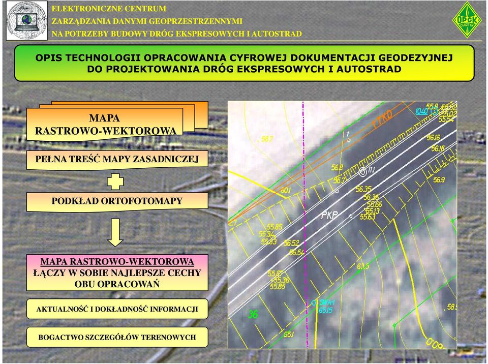 ZASADNICZEJ PODKŁAD ORTOFOTOMAPY MAPA RASTROWO-WEKTOROWA WEKTOROWA ŁĄCZY W SOBIE