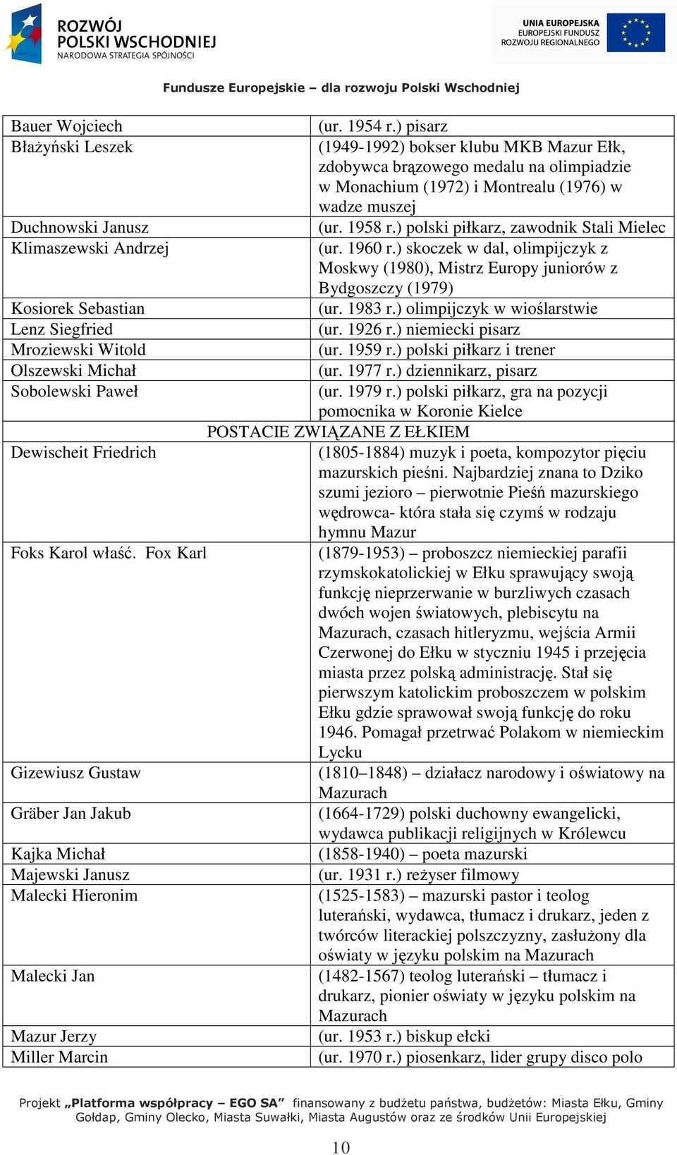 ) polski piłkarz, zawodnik Stali Mielec Klimaszewski Andrzej (ur. 1960 r.) skoczek w dal, olimpijczyk z Moskwy (1980), Mistrz Europy juniorów z Bydgoszczy (1979) Kosiorek Sebastian (ur. 1983 r.