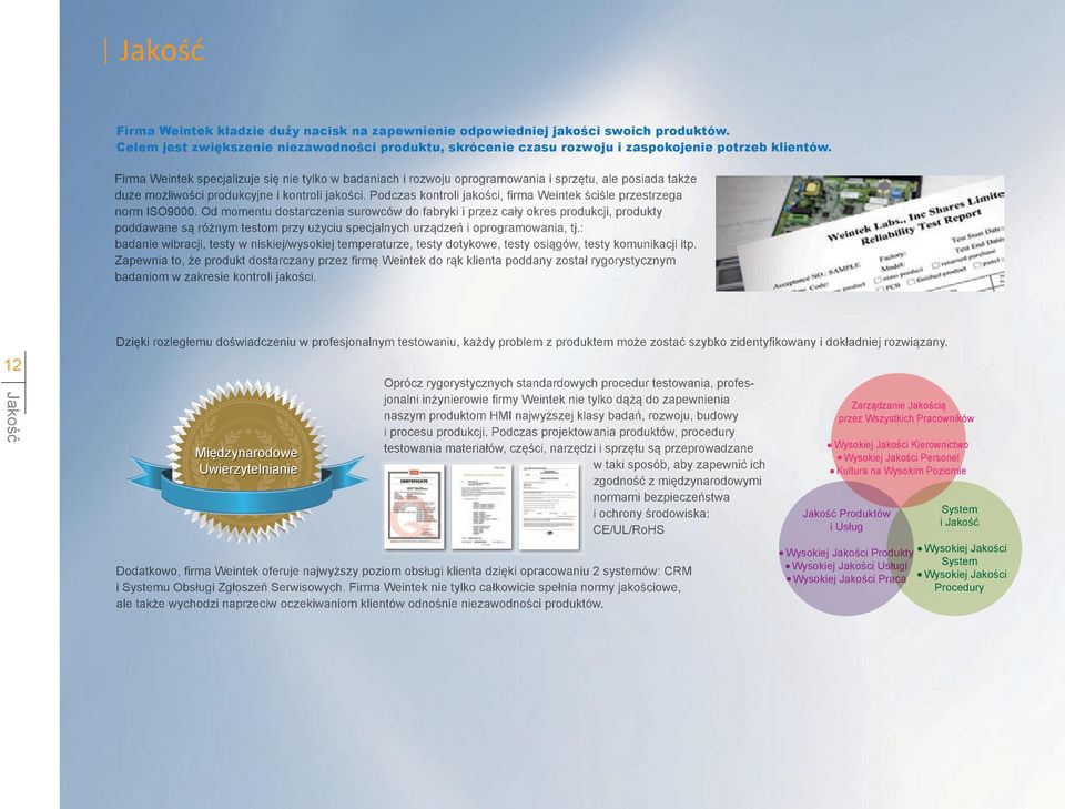 Podczas kontroli jakości, firma Weintek ściśle przestrzega norm ISO9000.