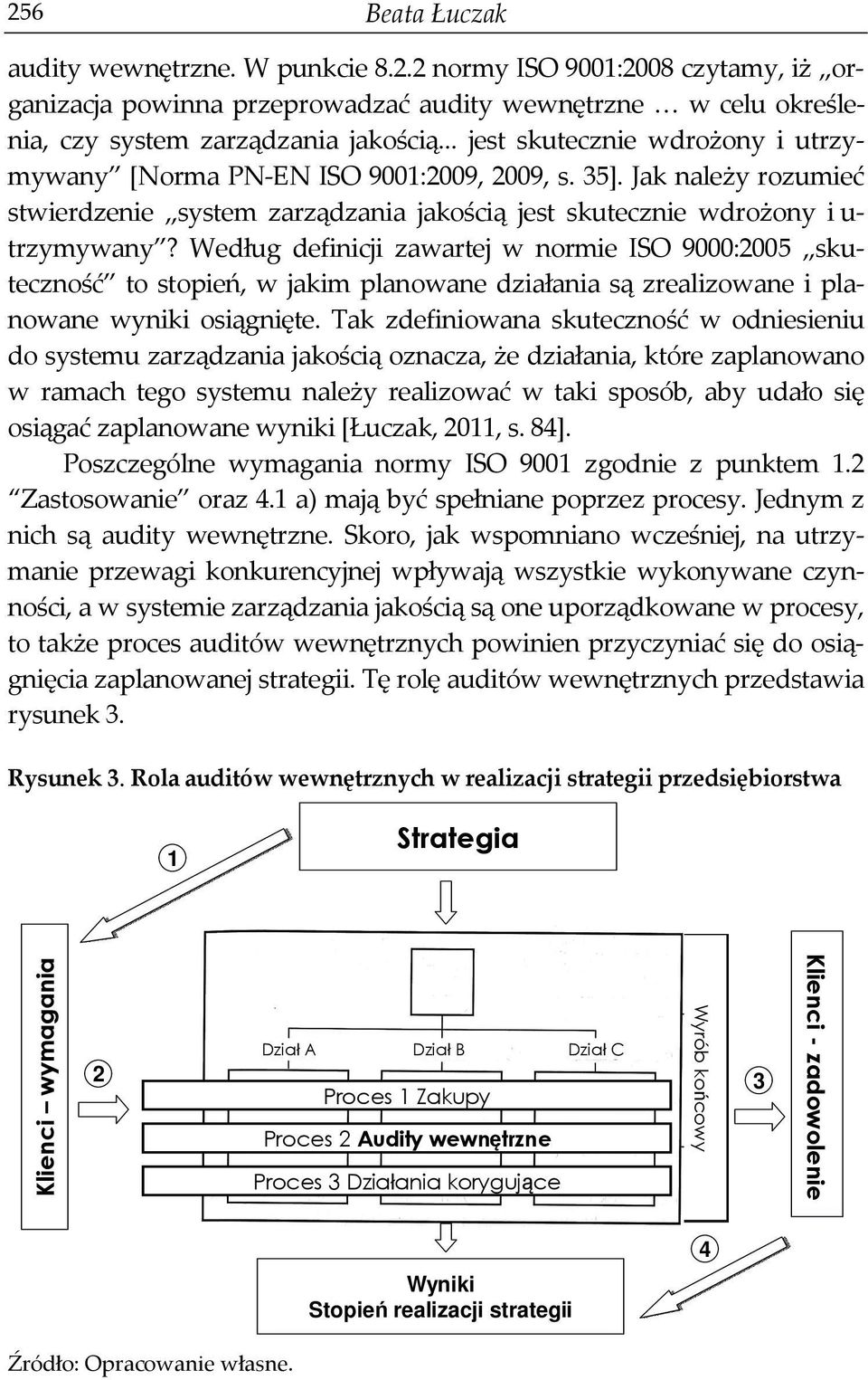 Według definicji zawartej w normie ISO 9000:2005 skuteczność to stopień, w jakim planowane działania są zrealizowane i planowane wyniki osiągnięte.