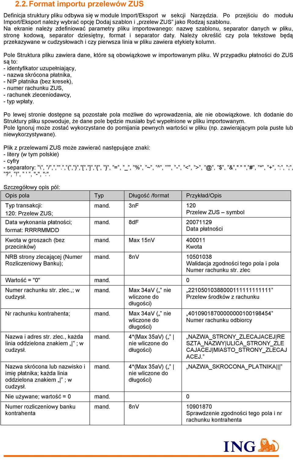 Na ekranie należy zdefiniować parametry pliku importowanego: nazwę szablonu, separator danych w pliku, stronę kodową, separator dziesiętny, format i separator daty.