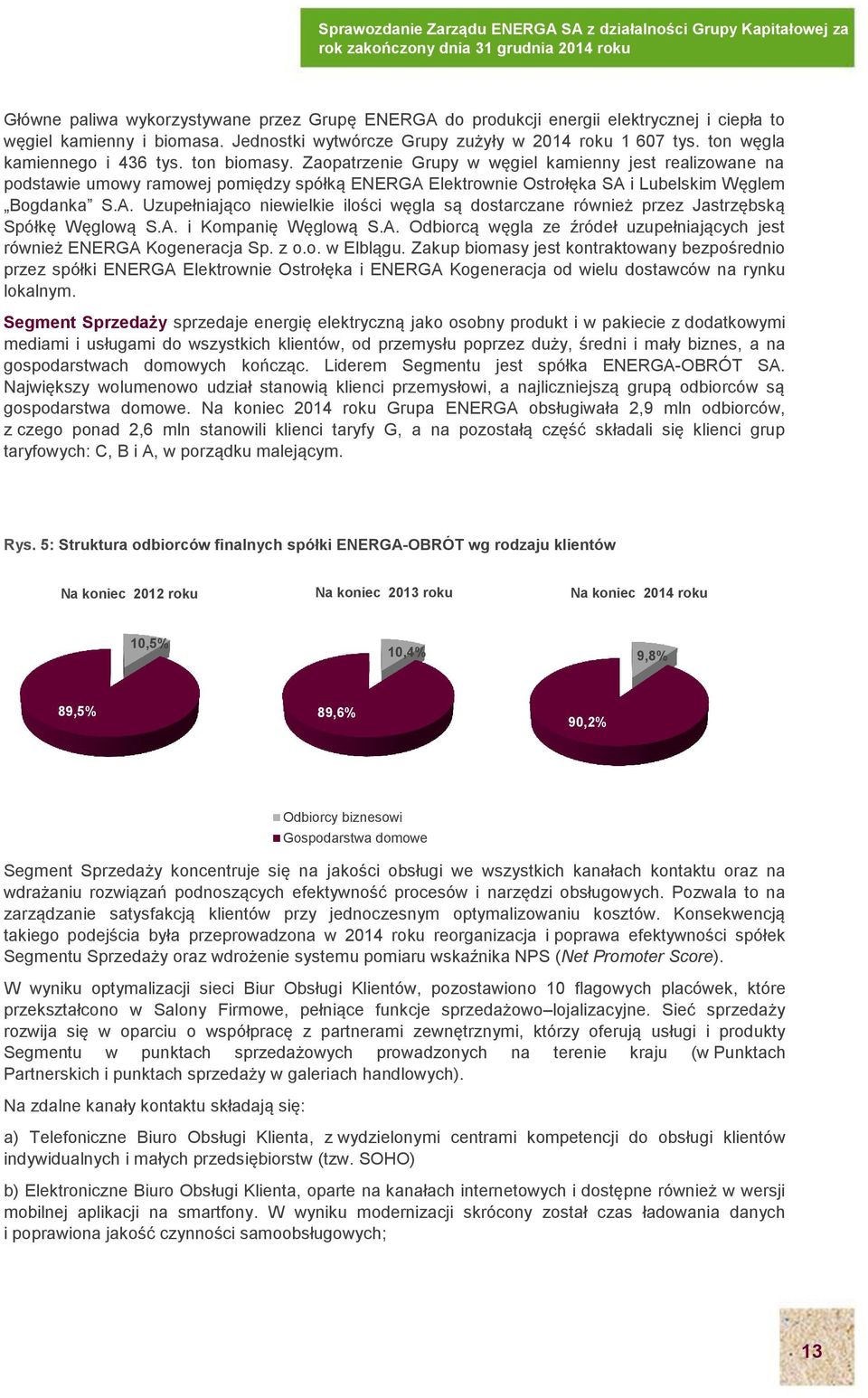 Zaopatrzenie Grupy w węgiel kamienny jest realizowane na podstawie umowy ramowej pomiędzy spółką ENERGA 