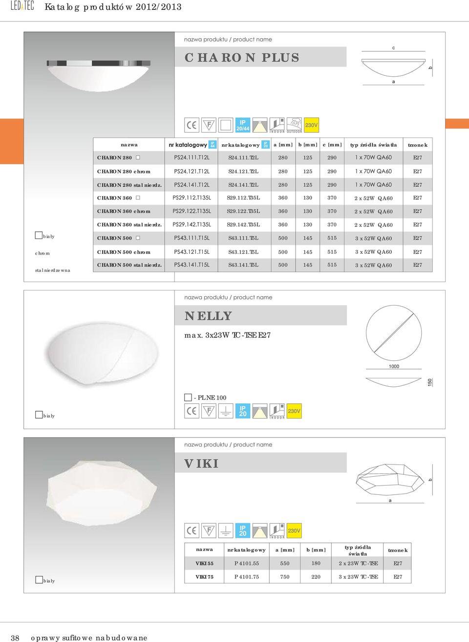 T35L 360 130 370 2 x 52W QA60 E27 360 130 370 2 x 52W QA60 E27 CHARON 360 stal nierdz. S29.142.T35L 360 130 370 2 x 52W QA60 E27 CHARON 500 S43.111.