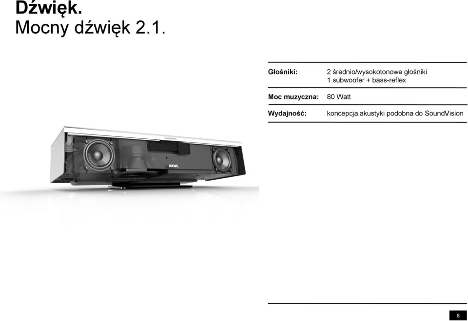 średnio/wysokotonowe głośniki 1 subwoofer