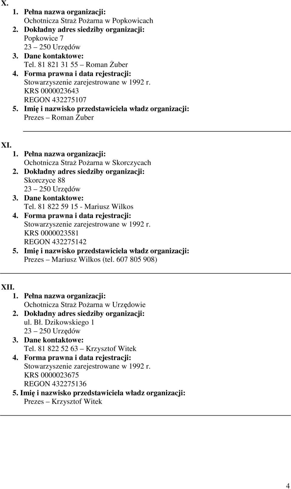 Ochotnicza StraŜ PoŜarna w Skorczycach Skorczyce 88 Tel.