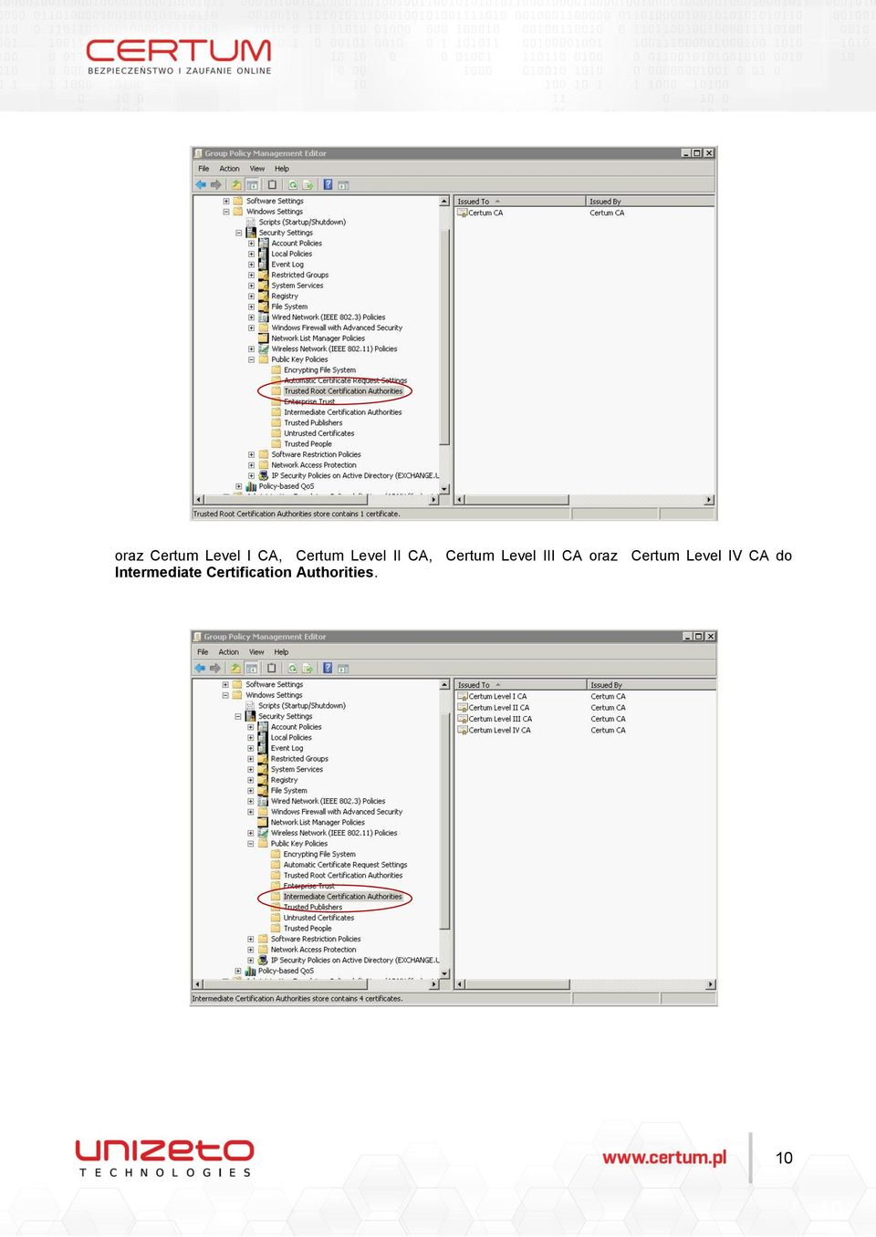 oraz Certum Level IV CA do