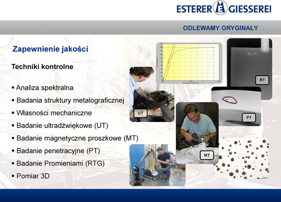 Badanie ultradźwiękowe (UT) Badanie magnetyczne proszkowe (MT)