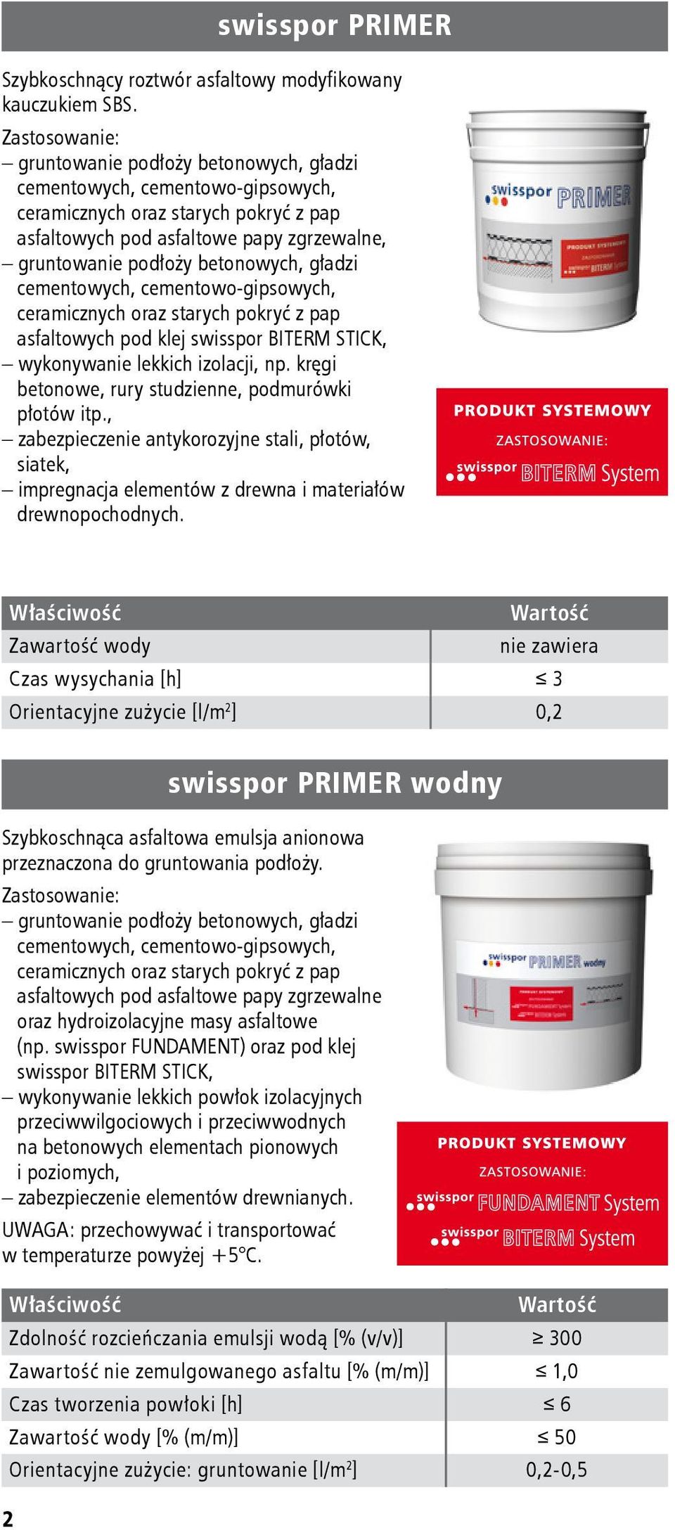 cementowych, cementowo gipsowych, ceramicznych oraz starych pokryć z pap asfaltowych pod klej swisspor BITERM STICK, wykonywanie lekkich izolacji, np.