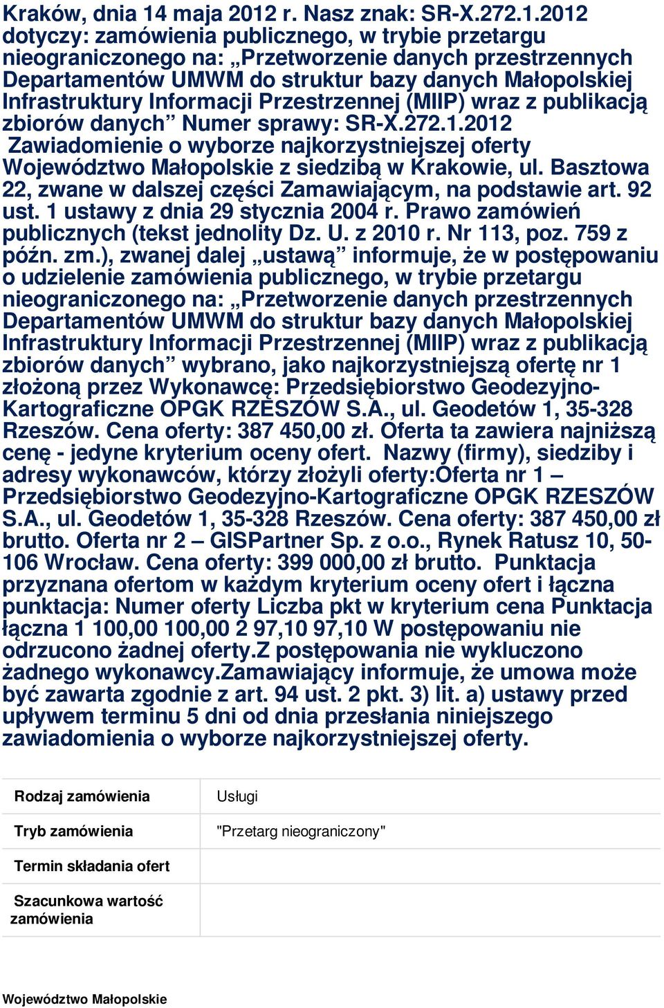 r. Nasz znak: SR-X.272.1.