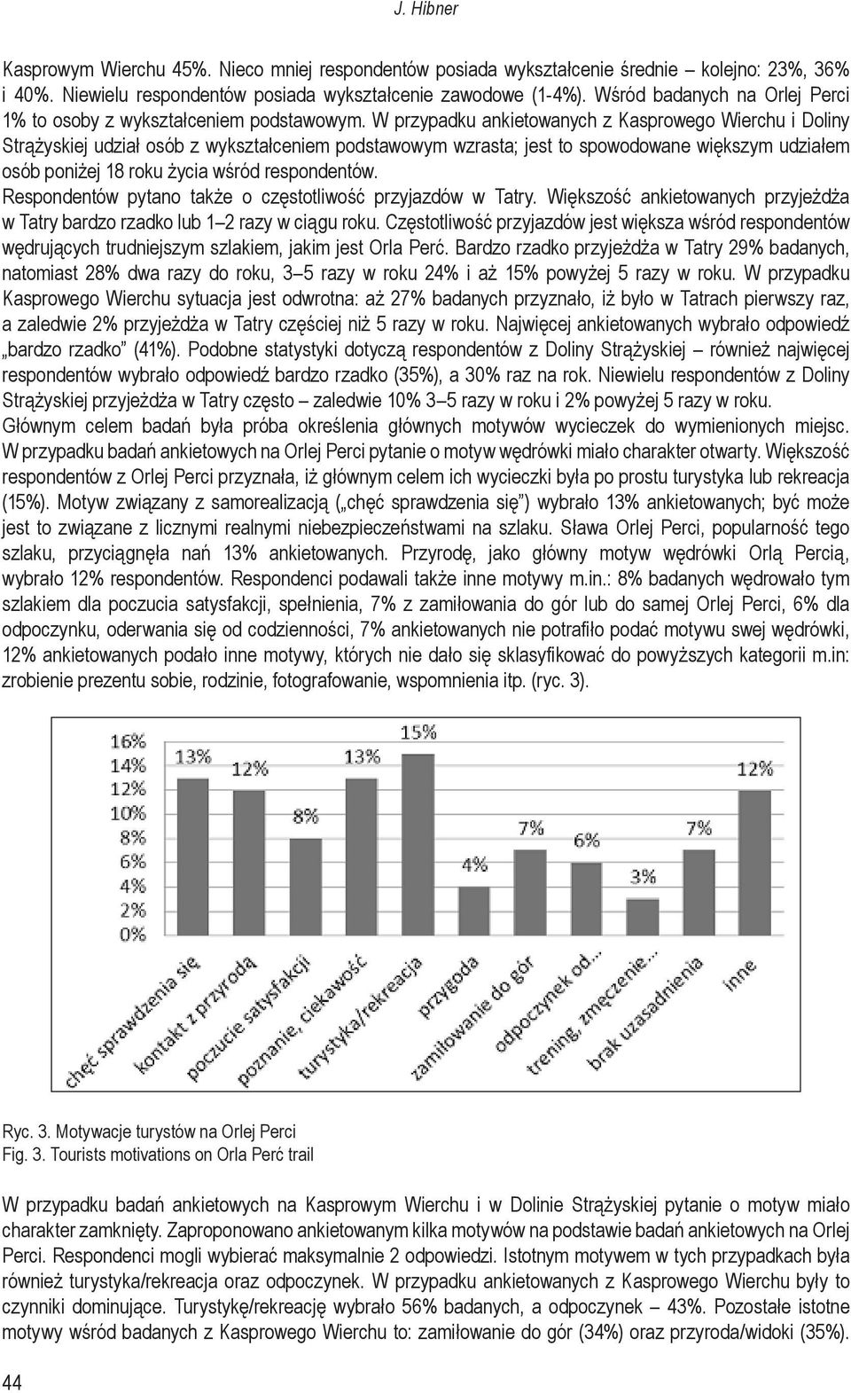 W przypadku ankietowanych z Kasprowego Wierchu i Doliny Strążyskiej udział osób z wykształceniem podstawowym wzrasta; jest to spowodowane większym udziałem osób poniżej 18 roku życia wśród