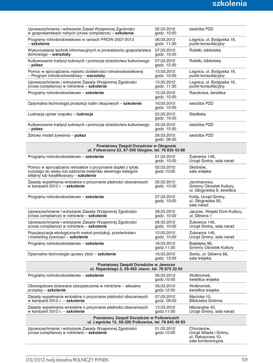 Program rolnośrodowiskowy warsztaty 02.03.2012 godz. 11:30 godz. 12:00 13.03.2012 13.03.2012 godz. 11:30 Programy rolnośrodowiskowe Optymalna technologia produkcji roślin okopowych Lustracja upraw rzepaku lustracja 22.