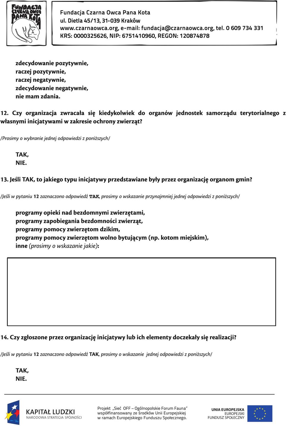 Jeśli to jakiego typu inicjatywy przedstawiane były przez organizację organom gmin?