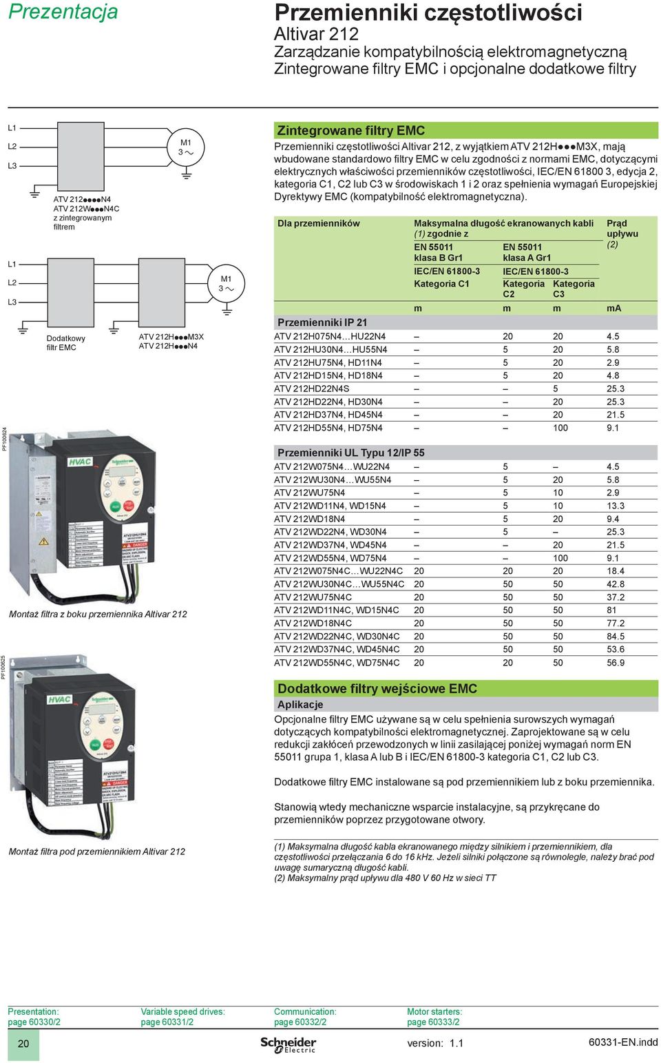 przemienników częstotliwości, IEC/EN 00, edycja, kategoria C, C lub C w środowiskach i oraz spełnienia wymagań Europejskiej Dyrektywy EMC (kompatybilność elektromagnetyczna).