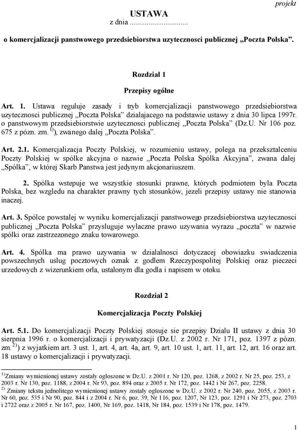 o panstwowym przedsiebiorstwie uzytecznosci publicznej Poczta Polska (Dz.U. Nr 10