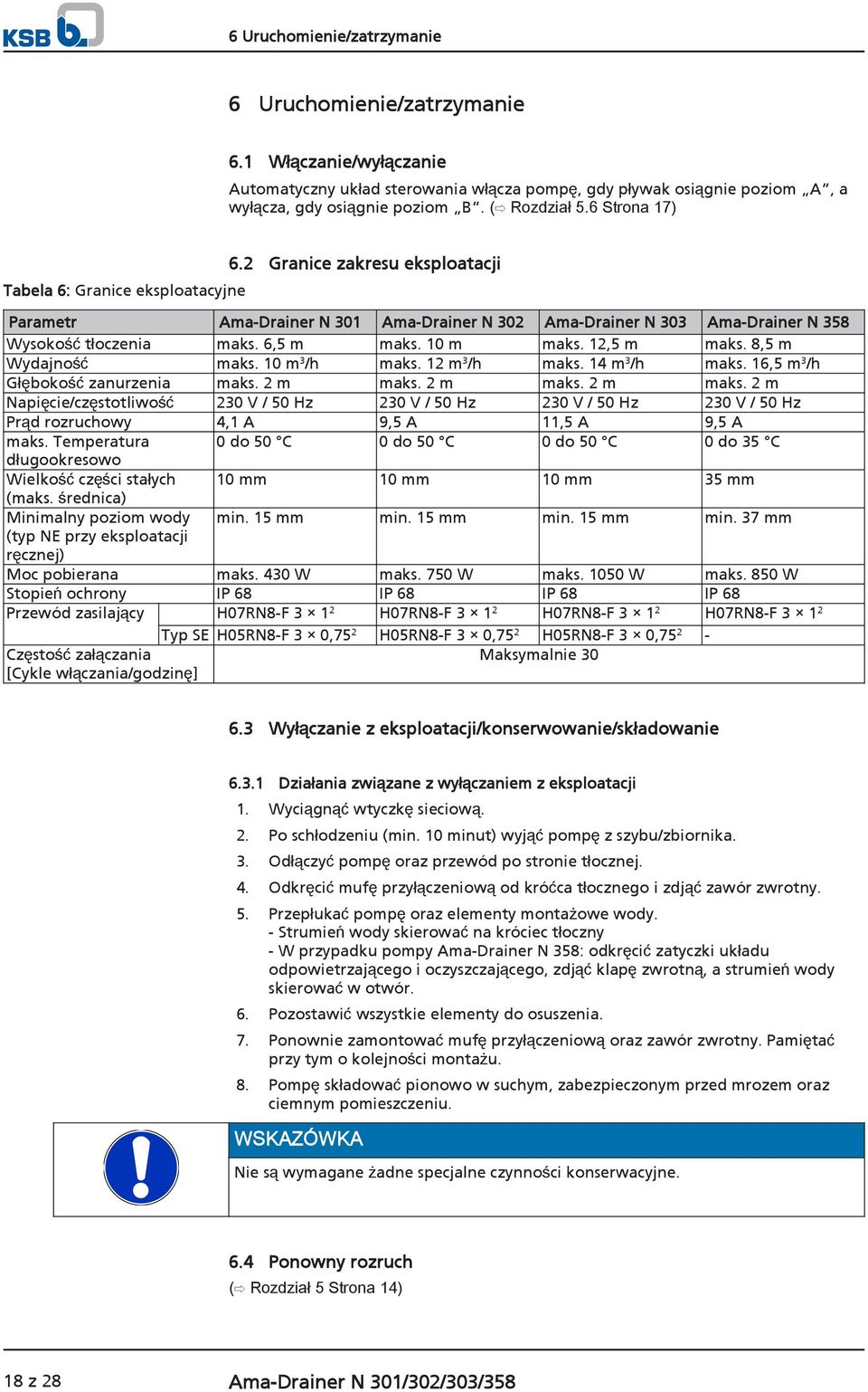 10 m maks. 12,5 m maks. 8,5 m Wydajność maks. 10 m 3 /h maks. 12 m 3 /h maks. 14 m 3 /h maks. 16,5 m 3 /h Głębokość zanurzenia maks. 2 m maks.