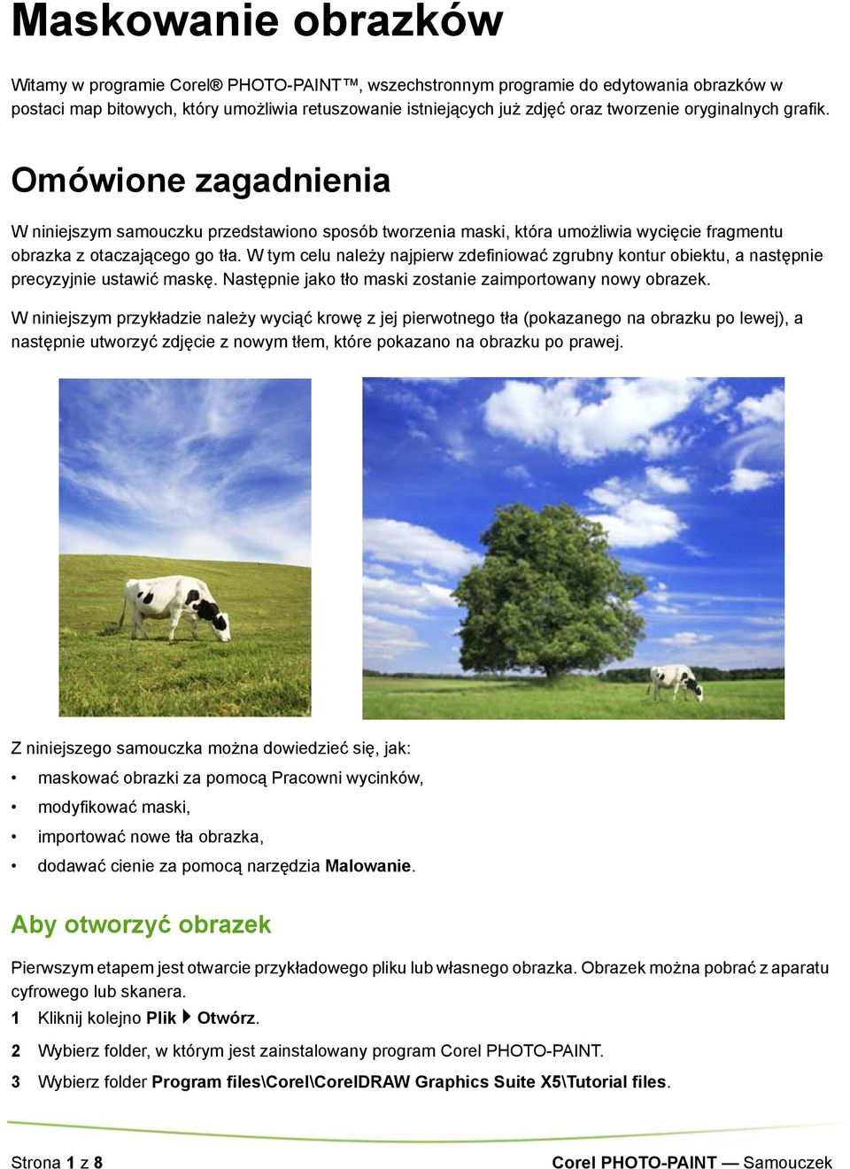 W tym celu należy najpierw zdefiniować zgrubny kontur obiektu, a następnie precyzyjnie ustawić maskę. Następnie jako tło maski zostanie zaimportowany nowy obrazek.