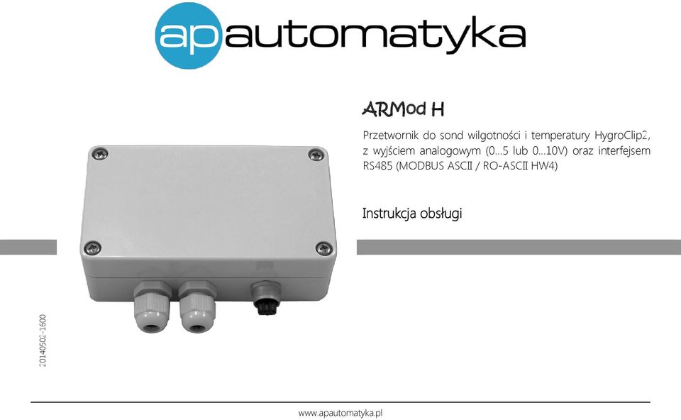 analogowym (0 5 lub 0 10V) oraz interfejsem RS485