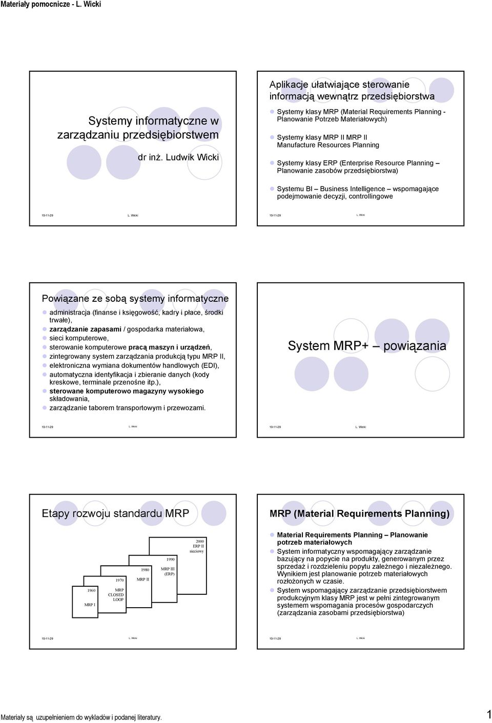 Planning Planowanie zasobów przedsiębiorstwa) Systemu BI Business Intelligence wspomagające podejmowanie decyzji, controllingowe Powiązane ze sobą systemy informatyczne administracja (finanse i