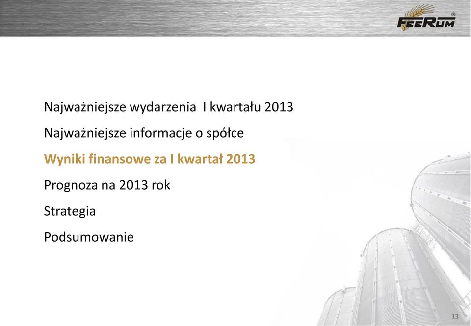 Wyniki finansowe za I kwartał 2013