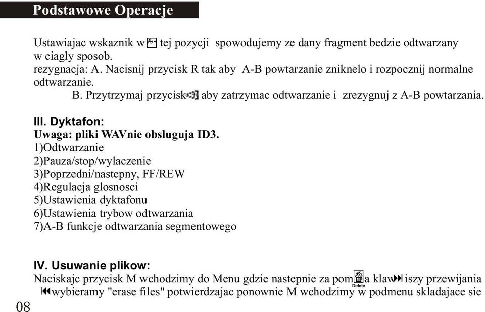 Dyktafon: Uwaga: pliki WAVnie obsluguja ID3.