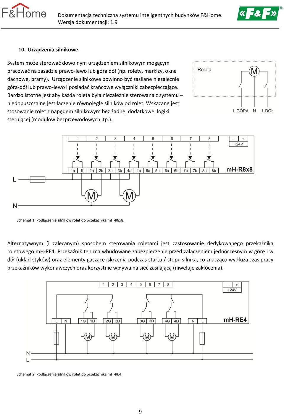 Bardzo istotne jest aby każda roleta była niezależnie sterowana z systemu niedopuszczalne jest łączenie równoległe silników od rolet.