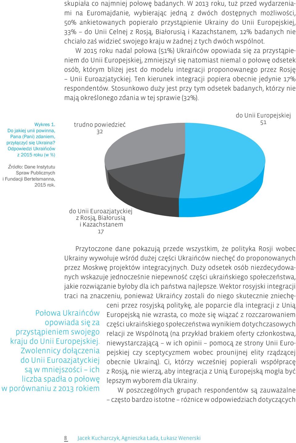 Rosją, Białorusią i Kazachstanem, 12% badanych nie chciało zaś widzieć swojego kraju w żadnej z tych dwóch wspólnot.