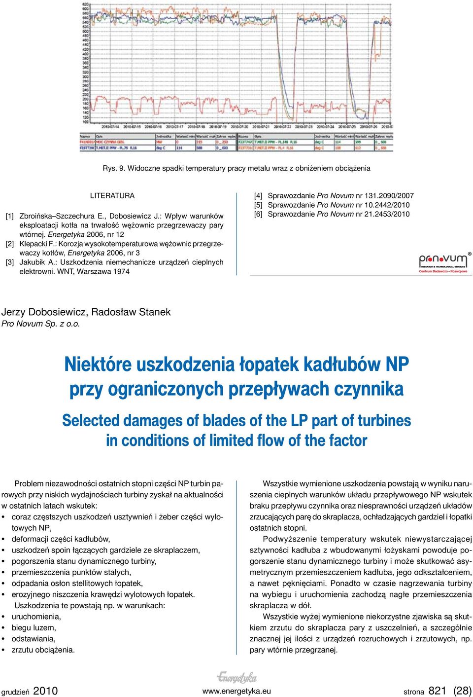 : Korozja wysokotemperaturowa wężownic przegrzewaczy kotłów, Energetyka 2006, nr 3 [3] Jakubik A.: Uszkodzenia niemechanicze urządzeń cieplnych elektrowni.