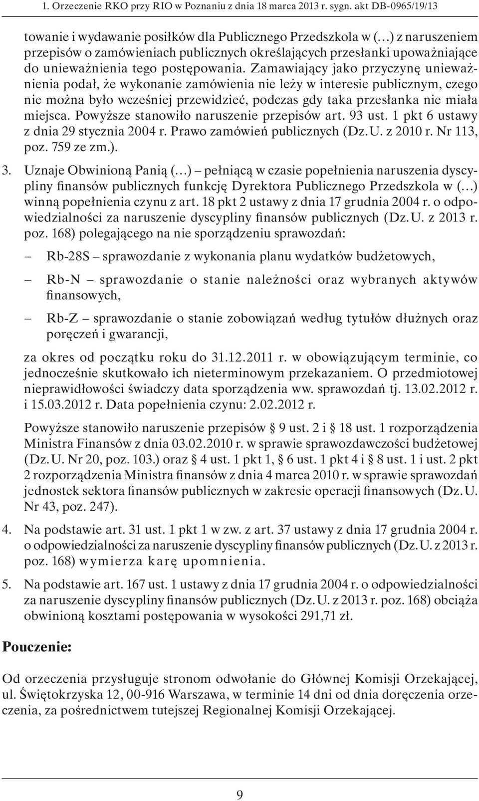 postępowania.