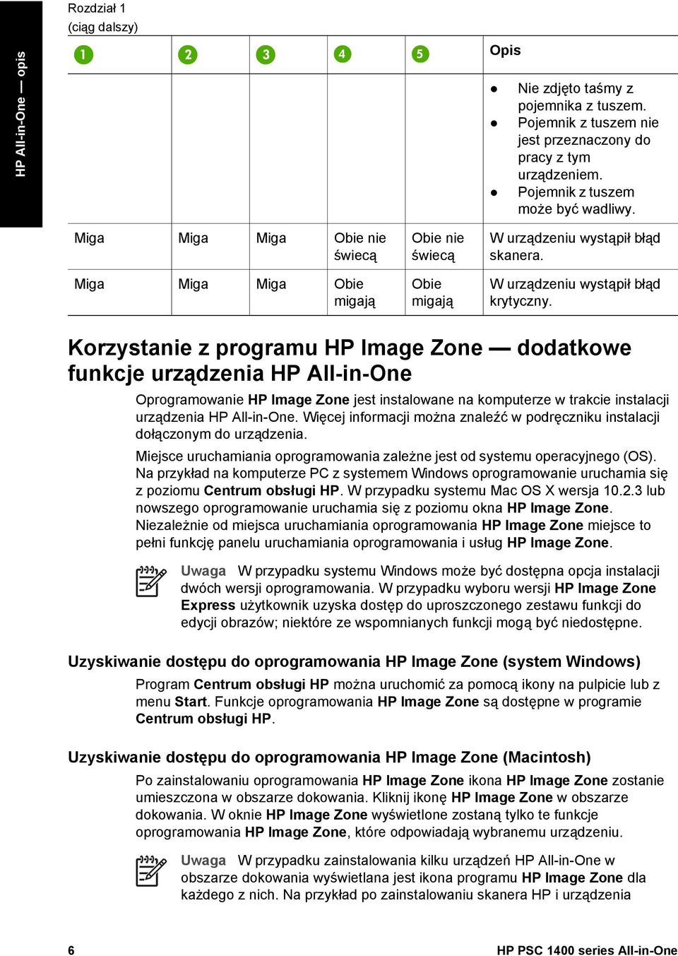 Korzystanie z programu HP Image Zone dodatkowe funkcje urządzenia HP All-in-One Oprogramowanie HP Image Zone jest instalowane na komputerze w trakcie instalacji urządzenia HP All-in-One.