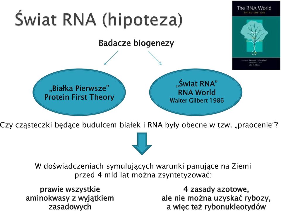 W doświadczeniach symulujących warunki panujące na Ziemi przed 4 mld lat można zsyntetyzować: