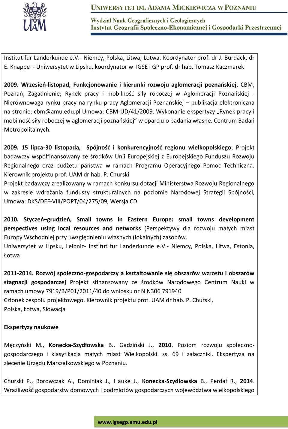 rynku pracy Aglomeracji Poznańskiej publikacja elektroniczna na stronie: cbm@amu.edu.pl Umowa: CBM-UD/41/2009.