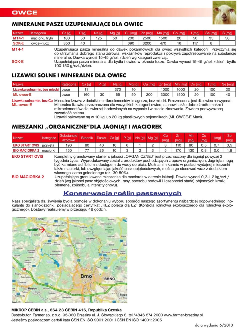 Przyczynia się do utrzymania dobrego stanu zdrowia, wskaźników reprodukcji i pokrywa zapotrzebowanie na substancje mineralne. Dawka wynosi 15-45 g/szt./dzień wg kategorii zwierząt.