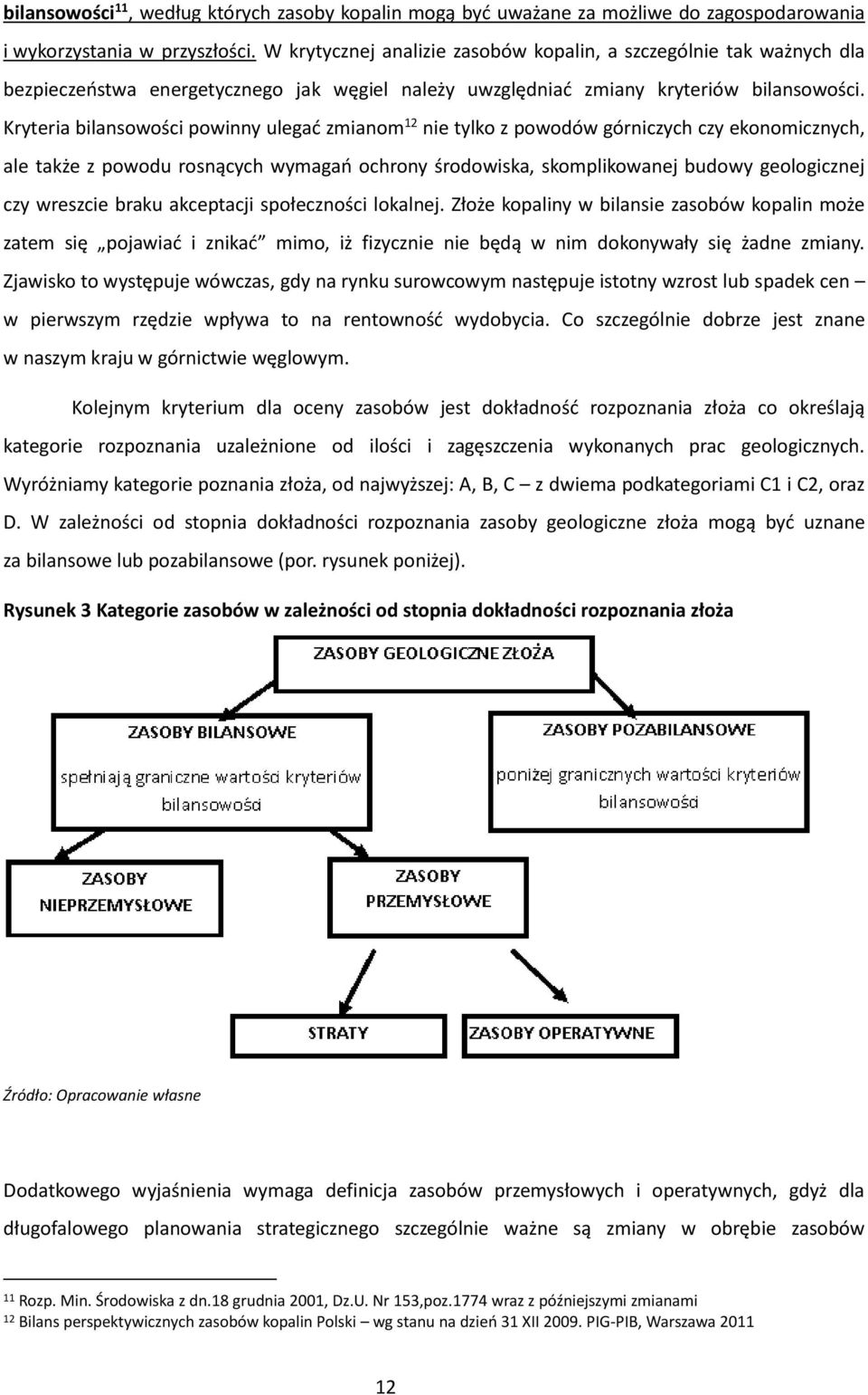Kryteria bilansowości powinny ulegać zmianom 12 nie tylko z powodów górniczych czy ekonomicznych, ale także z powodu rosnących wymagań ochrony środowiska, skomplikowanej budowy geologicznej czy