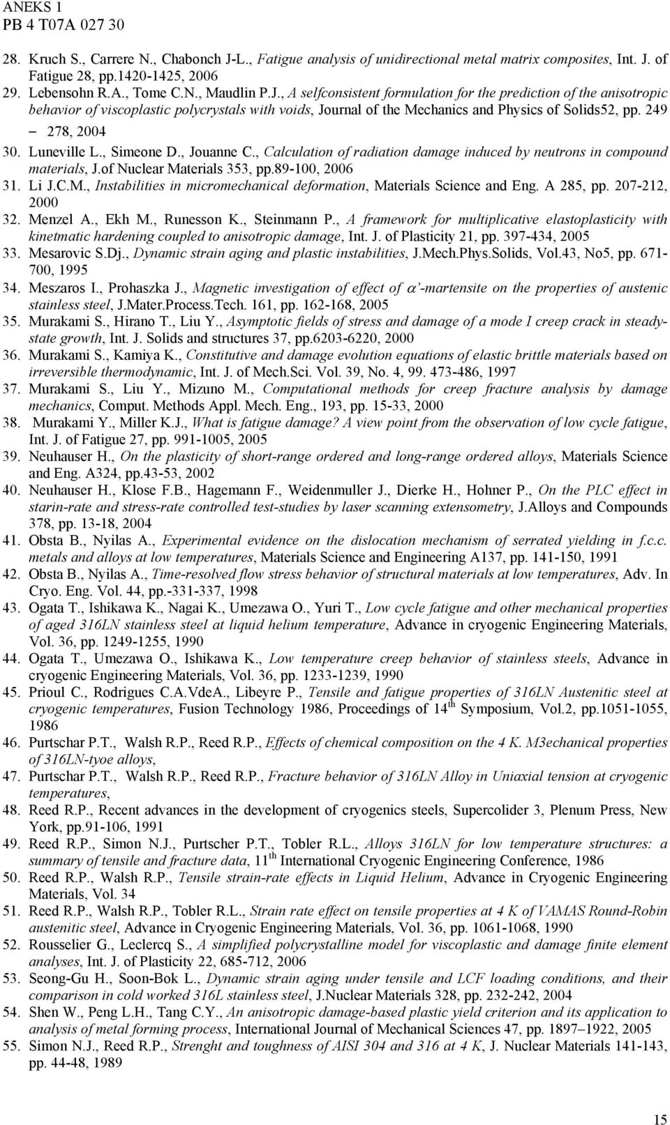 of Fatigue 28, pp.1420-1425, 2006 29. Lebensohn R.A., Tome C.N., Maudlin P.J.