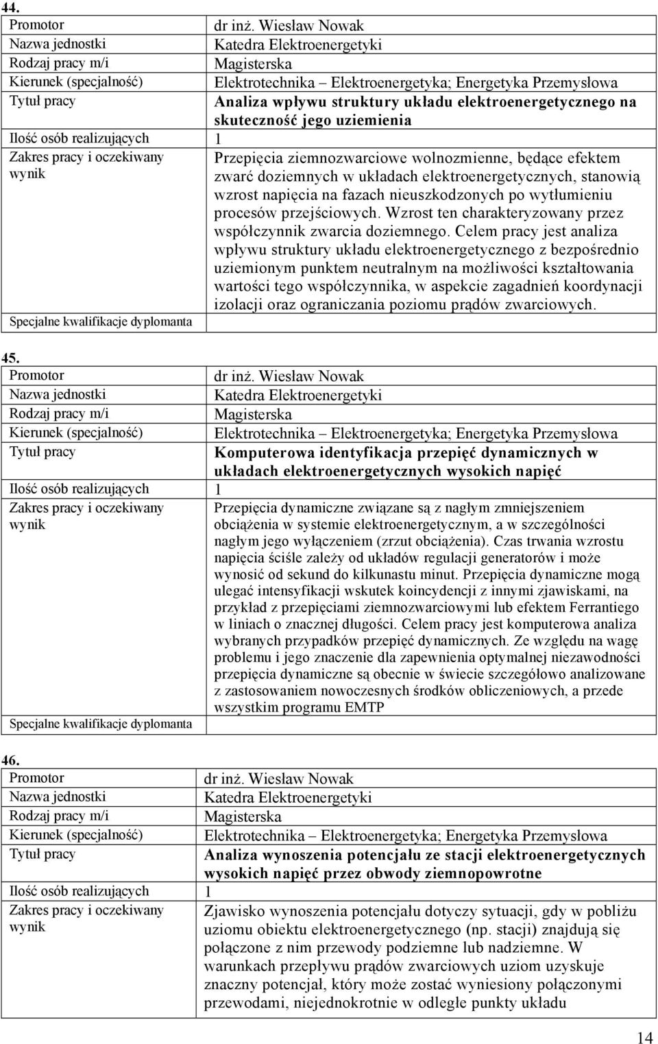 ziemnozwarciowe wolnozmienne, będące efektem zwarć doziemnych w układach elektroenergetycznych, stanowią wzrost napięcia na fazach nieuszkodzonych po wytłumieniu procesów przejściowych.