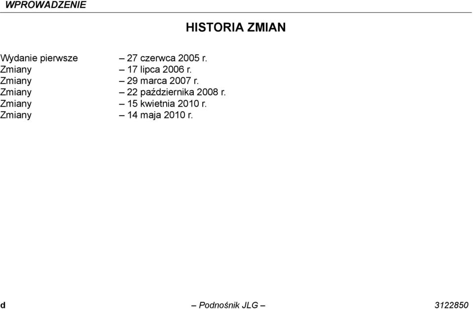 Zmiany 29 marca 2007 r. Zmiany 22 października 2008 r.