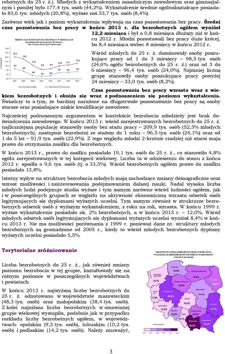 19,0 17,0 13,0 11,0 9,0 7,0 5,0 ŚREDNI CZAS POZOSTAWANIA BEZ PRACY W MIESIĄCACH (przyjmując jako górną granicę 36 miesięcy) stan w końcu okresu sprawozdawczego 15,2 9,7 14,1 8,5 11,3 6,6 9,4 9,7 6,2